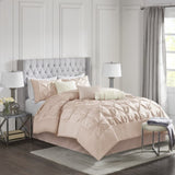 7 Piece Tufted Comforter Set Blush Queen B03597044