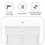 ZUN 30" Bathroom Vanity with Sink, Bathroom Cabinet with Two Doors and One Drawer, White 53306359