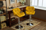 ZUN Glasgow Contemporary Tufted Adjustable Height Hidraulic Bar Stools, Set of 2, Yellow T2574P164869