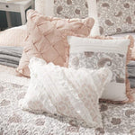 ZUN 6 Piece Cotton Percale Quilt Set with Throw Pillows Blush Full/Queen B035129025