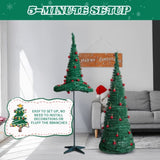 2 Pack, 6FT 5FT Artificial Pop Up Christmas Tree with Red Ball Ornaments for for Home Office Store 61198639