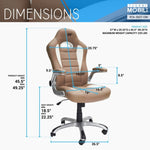 ZUN High Back Executive Sport Race Office Chair with Flip-Up Arms, Camel 53880693