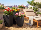 Set of 3 PP Rattan Wicker Planters with Metal Frame & Inner Pots, Stackable Tall Plant Pots for 77738352