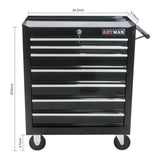 7 DRAWERS MULTIFUNCTIONAL TOOL CART WITH WHEELS-BLACK 39193638
