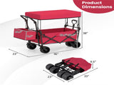 Foldable Utility Wagon,Adjustable Handle Outdoor Wagon, Puncture-Proof Wheels with Brakes, Removable 09225941