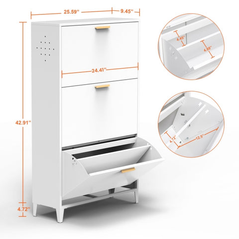 ZUN 3 Drawer All Steel Cabinet, Rack Storage Organizer with Flip Door, Modern Tipping Bucket 31899953