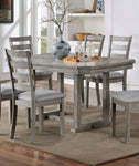 ZUN Dining Table Gray Color Diamond Wood Grain Pattern 1pc Table Wire-brushed Finish B011P246577