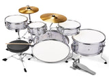 14"x10" 5-Pieces Junior Kids Drum Set Kit Pedal Drum Stick Wrench Drum Stool Silver 96527126