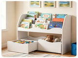 3-Tier Kids Bookshelf Toy Storage Organizer with 2 Rolling Drawers, Rounded Corner Anti-Tipping 99701522