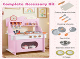 Pink Wooden Toddler Play Kitchen with Sink & Accessories, Safe Gift for Kids 3 00113003