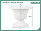 Set of 2 Vintage Urn Planters, Weather-Proof PP Flower Pots with Optional Drainage Holes for Indoor 94831209