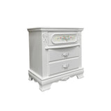 White 2-Drawer Nightstand with Floral Motifs B062P209008