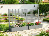 Gray 43" x 16" x 70" Galvanized Planter Box Raised Garden Bed with Trellis for Vines & Climbing 68219610