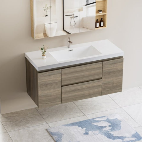 ZUN 48" Floating Bathroom Vanity with Sink, Modern Wall-Mounted Bathroom Storage Vanity Cabinet with W1573P152703