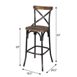 ZUN Antique Black and Antique Oak Bar Stool with Cross Back B062P181304