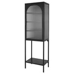 ZUN Stylish Tempered Glass High Cabinet with Arched Door Adjustable Shelves and Feet Anti-Tip Dust-free W1673127678