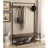 Chestnut and Dark Bronze Hall Tree with 5 Coat Hooks B062P153577
