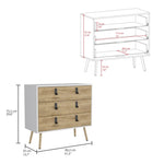 ZUN Huna Dresser, Modern 3-Drawer Unit with Handles B200P173204