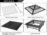 Portable Courtyard Metal Fire Pit with Accessories Black 52194990