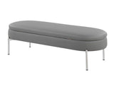 Contemporary Storage Bench in Chrome Metal and Grey Faux Leather B202P223834