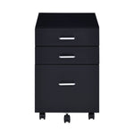 ZUN Black and Chrome 3-Drawer Rectangular File Cabinet B062P184517