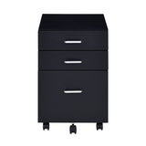 ZUN Black and Chrome 3-Drawer Rectangular File Cabinet B062P184517