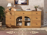 Cabinet with storage for living and dining room entrance, large size, 2 doors and 7 drawers, Natural N780P330601N
