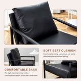 A set of 1 Classic Black PU Leather and Metal Frame Sofa -Ergonomically designed, a perfect blend of W3226P279067