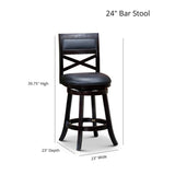 24" Counter Height X-Back Swivel Stool, Espresso Finish, Charcoal Fabric Seat B04660714