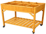 Elevated 8 Pocket Herb Garden Bed, Mobile Raised Customizable Wood Planter for Herbs, Vegetables, 69112544