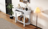 TREXM Elegant Retro Console Table with Curved Design Smooth Glaze for Entryways, Living Rooms N715P230796K
