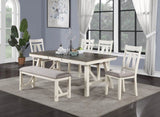 ZUN Dining Room Furniture Dining Table White Finish Table w Grey Wooden Top 1pc Rectangular Table with B01163920