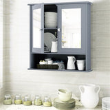 ZUN Gray bathroom cabinet with mirror 41387584