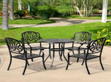 Patio Chairs Set of 2 - Stackable Outdoor Cast Aluminum Dining Chairs with Vintage Black Finish and 95547480