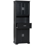 ZUN Tall Bathroom Cabinet with Four Doors, Large Storage Space Open Shelve, Upper Storage Cabinet, Black 41680968