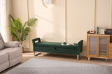 67.91"Wide Velvet Storage Soft Bench with Armrests for Living Room, Entryway and Bedroom. GREEN W3118P280145