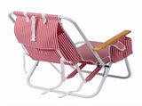 4-Position Backpack Beach Chair with Aluminum Frame, Wooden Armrests, Pillow and Pockets, Red Stripe 60874758