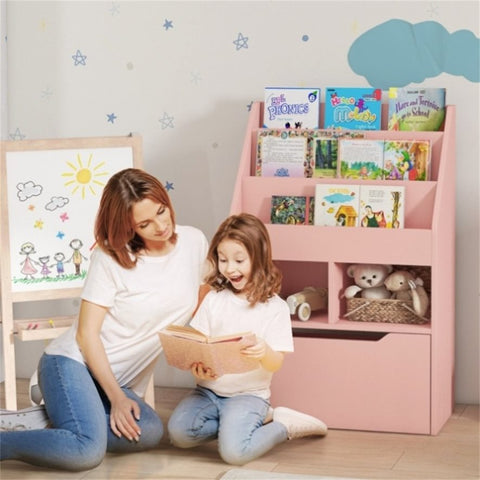 ZUN Kids Shelf Book/Storage Cabinet-Pink 14312848