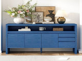 U_Style 60" 3-Door Sideboard with 3 Drawers - Modern Solid Ash Veneer MDF Sideboard, Semi-Open Shelf N711P289141V