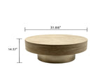 31.88 inch Round Travertine Coffee Table, Modern Drum Coffee Table with Champagne Gold Metal W5230P567203