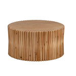 ZUN 31.5" Retro Fashion Style Cylindrical Coffee Table with Vertical Texture Relief Design,Suitable for W757P183279