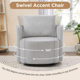 360&deg Swivel Chair, 29.9" Accent Barrel Armchair, Upholstered Swivel Sofa Chair with Curved Design N719P272681E