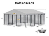 Large Dog Kennel Outdoor Pet Pens Dogs Run Enclosure Animal Hutch Metal Coop Fence with Roof Cover. W1820P378147
