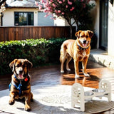 Beige Adjustable Pet Bowl Travel Ready HDPE Durable Poly Lumber Recycled B195P214985