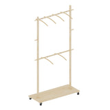 Solid Wood Modern Clothes Rack with 6 Wooden Hangers, Space-Saving Design, Adjustable Shelf, and W773P227474
