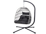 Foldable Hanging Egg Chair with Stand and Pillow, HDPE Rattan and Heavy Duty Aluminum-Steel Frame, W2500P369668