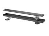 24 Inch Offset Linear Drain with Reversible Flat & Tile Insert Cover, 304 Stainless Steel W2287P480790