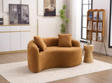 LY-042 S-Curved Chenille Sectional Sofa Dual-Depth , Orange, No Assembly, Compact W2231P329720