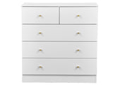 25.98"*15.75"*35.83" 4-Tier 5-Drawer Cabinet Drawer Dresser with Gold Handles White 41654231