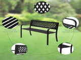 47in PVC Mesh Backrest Iron Bench Black 75056044